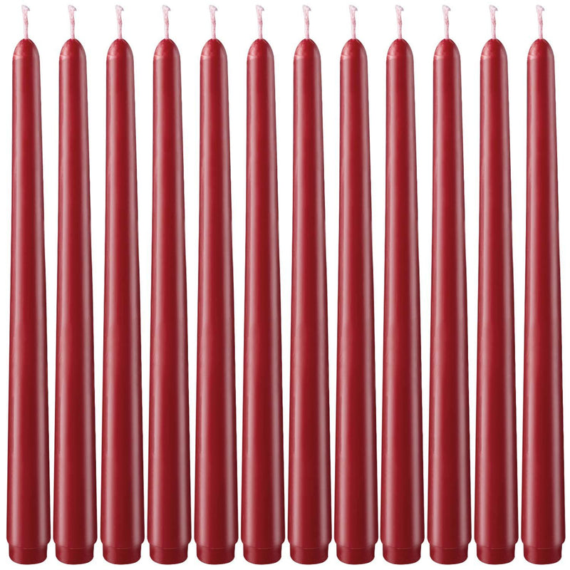 Laskey Dripless Taper Candles 10 Inch Tall Wedding Dinner Candle Set of 12 (Burgundy) Burgundy - PawsPlanet Australia