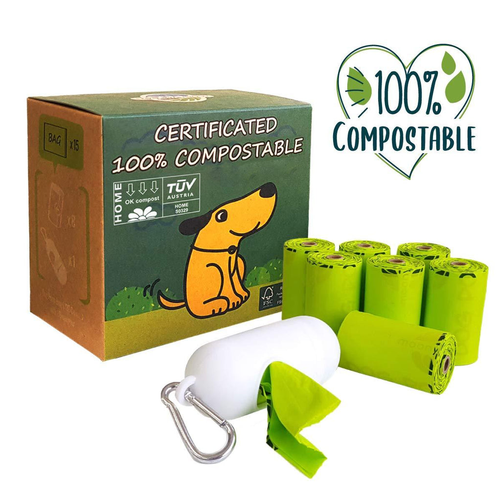 [Australia] - moonygreen Dog Poop Bag, Home Compostable Pet Waste Bags, Vegetable-Based Eco-Friendly, Unscented, Compostable, Extra Thick, Leak Proof, Size 9 x 13 Inches With 1 Dispenser (120 count) 