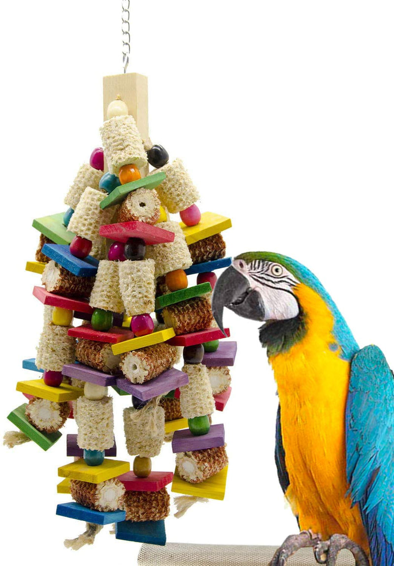 [Australia] - Deloky Large Bird Block Knots Tearing Toy -19 inch Natural Wood Corn Cob Parrot Chewing Toy Suggested for Macaws cokatoos,African Grey and a Variety of Amazon Parrots.(Large Size) 
