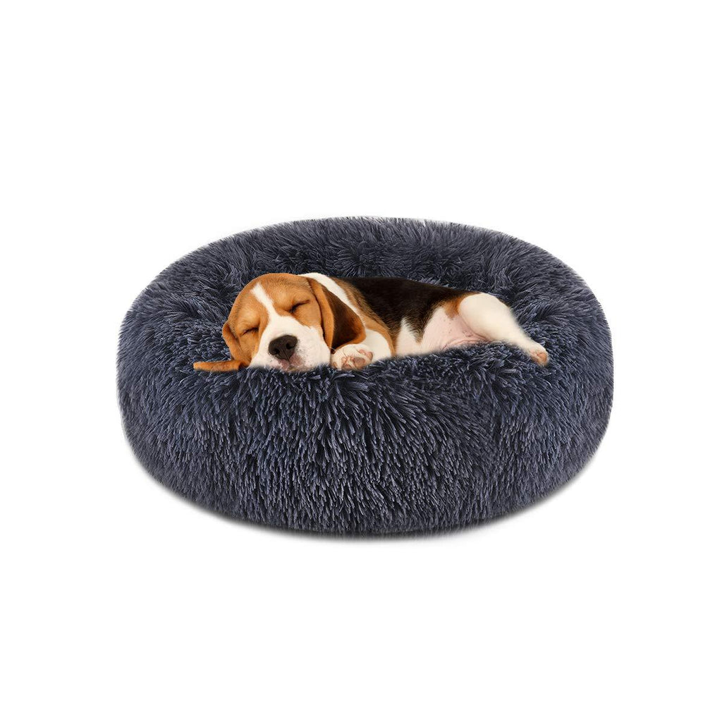 [Australia] - FOCUSPET Dog Bed Cat Bed Donut, Pet Bed Faux Fur Cuddler Round Comfortable Size Medium 24'' & Large 32'' Ultra Soft Calming Bed for Dogs and Cats, Self Warming Indoor Sleeping Bed M（24''Dx8''H） 