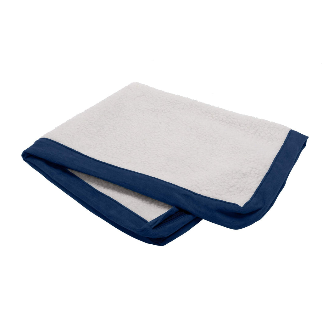 Furhaven Replacement Pet Bed Cover - Classic Cushion Sherpa and Suede Washable Dog Bed Mat Cover, Navy, Small - PawsPlanet Australia