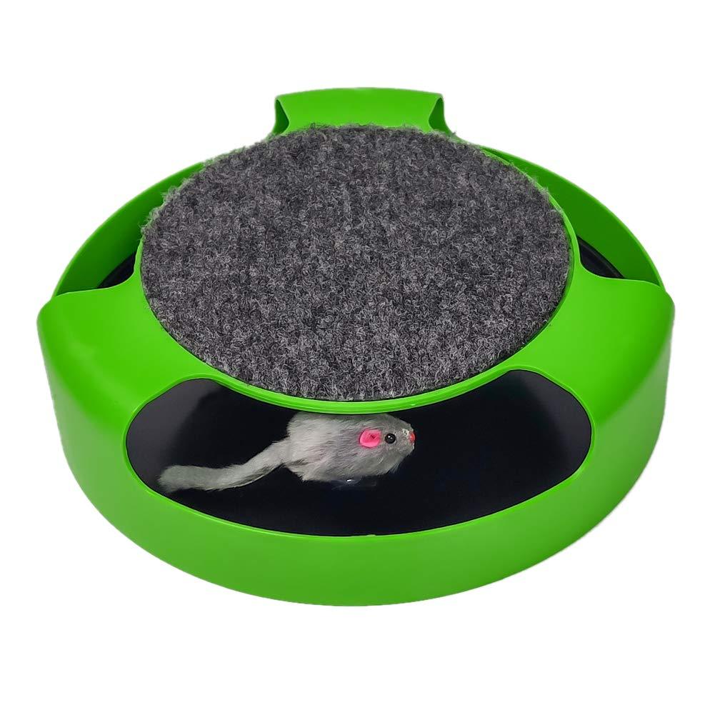 [Australia] - Pasking Interactive Cat Toy, Catch The Mouse Cat Toy with a Running Mouse and a Scratching Pad, Cat Scratcher Catnip Toy, Quality Kitten Toys, Green 