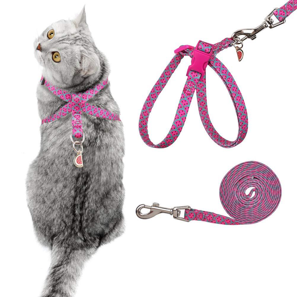 [Australia] - PUPTECK Escape Proof 8 Style Cat Harness with Leash Set - Walking Adjustable Soft and Light Weight for Kittens, Puppies Pink 