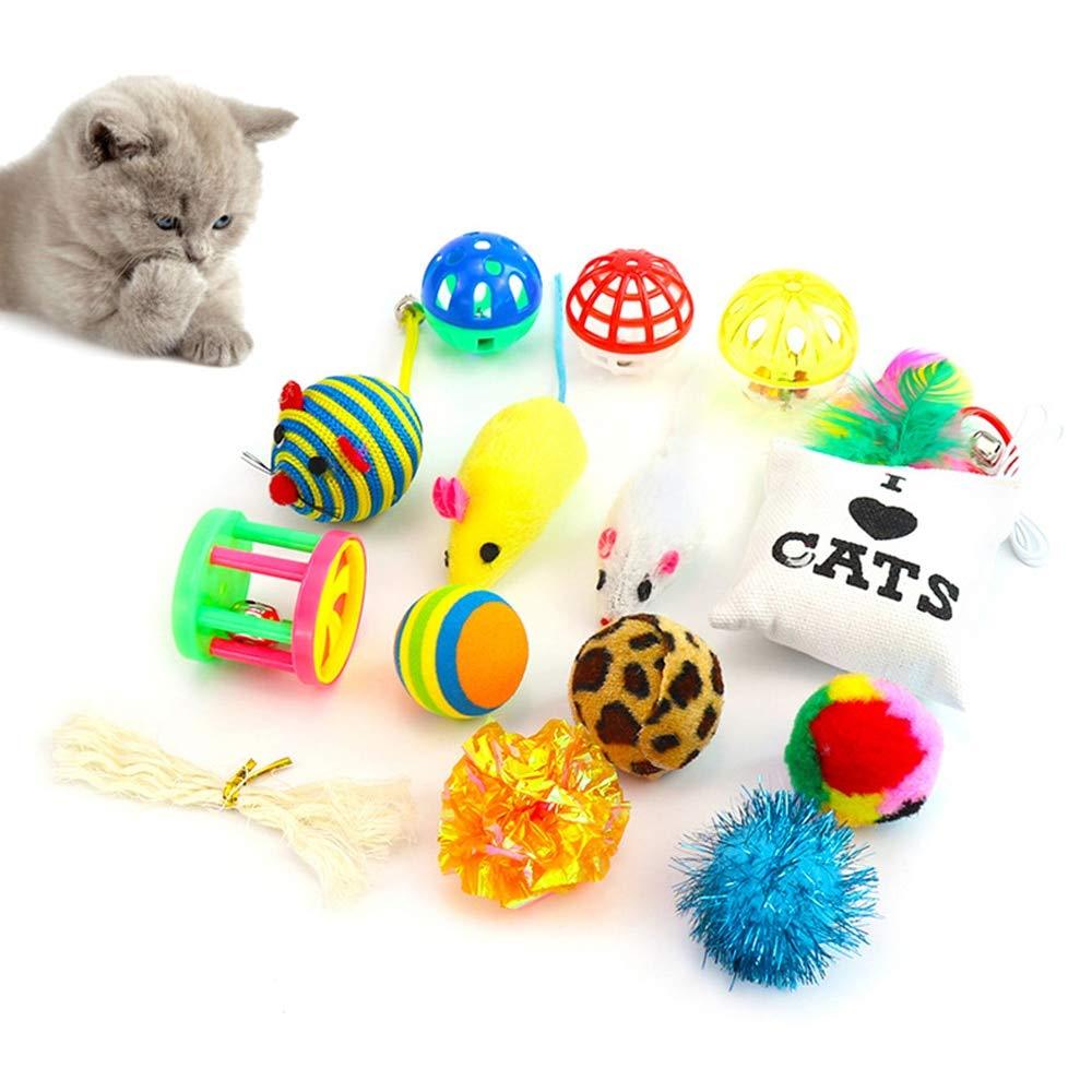 [Australia] - yuman 14 Pcs Pet Cat Toy Set Cat Toy Mouse Bell Ball Set Creative Pet Supplies Suit Tease Stick Mouse Ball Talk Cat Toy 