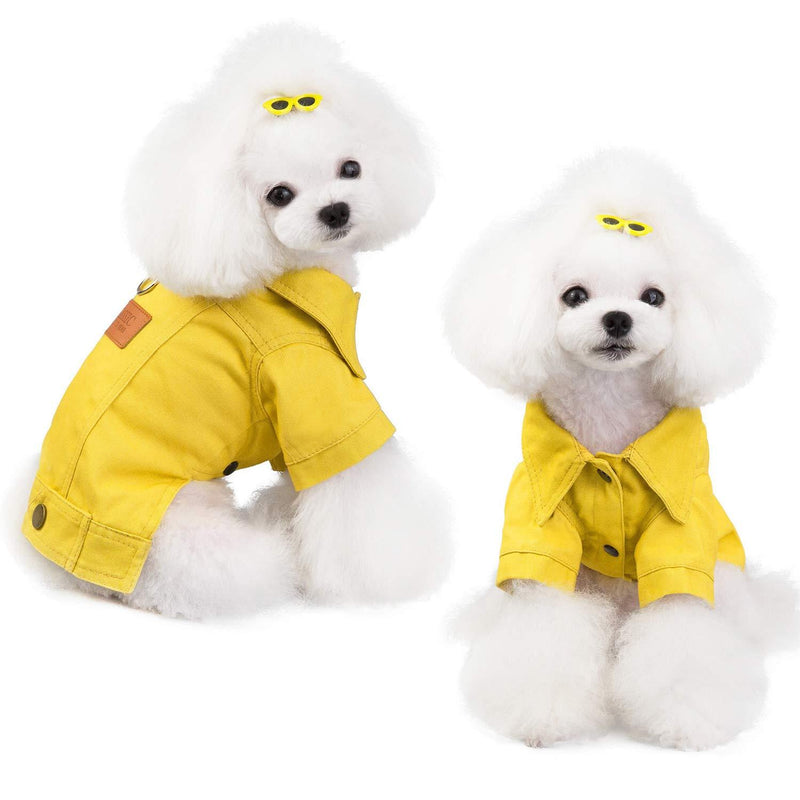 DYAprWu Vivid Dust Coat Colorful Denim Jacket for Dog S Chest Girth 12" Yellow - PawsPlanet Australia