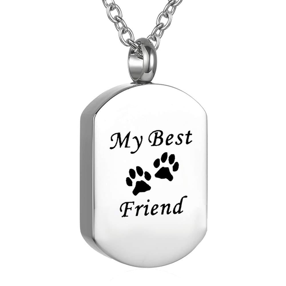 Cremation Jewelry for Ashes for Pet Stainless Steel Keepsake Waterproof Memorial Pendant Ash Holder Paw Print Urn Necklace for Cat Dog's Ashes with Filling Kit - PawsPlanet Australia