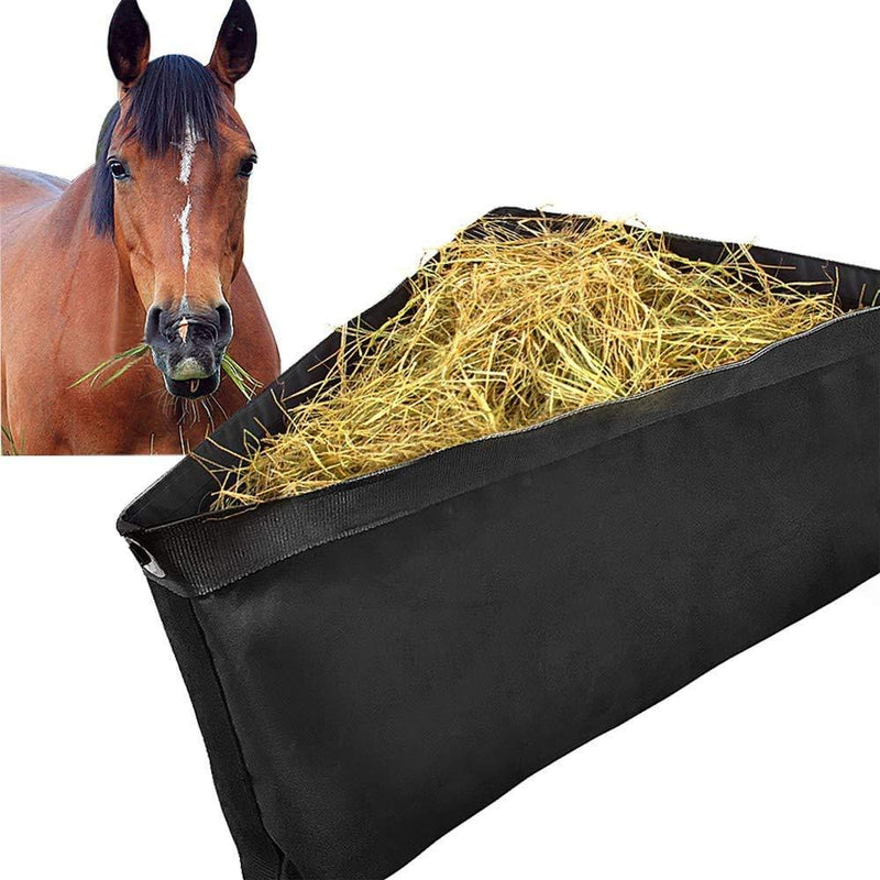 ASOOLL Horses Corner Feeder Deep Corner Hay Bag Goats Large Capacity Hay Feed Bags with Mesh Bottom and Snaps for Horse Trailer Stall,Black - PawsPlanet Australia
