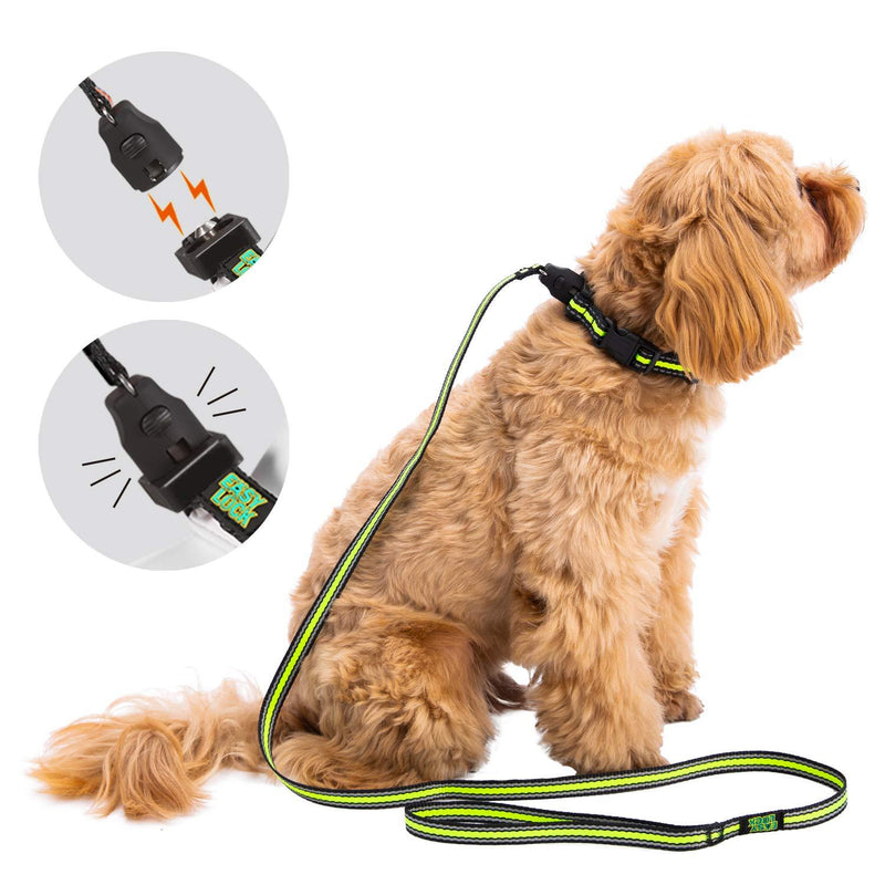 [Australia] - EASY LOCK Dog Collar and Leash Set, One Hand Easily Connect Dog Collars for Small Medium Large Dogs, 360° Magnetic Clasp & Reflective Oxford Material Pet Collars S Light Green 