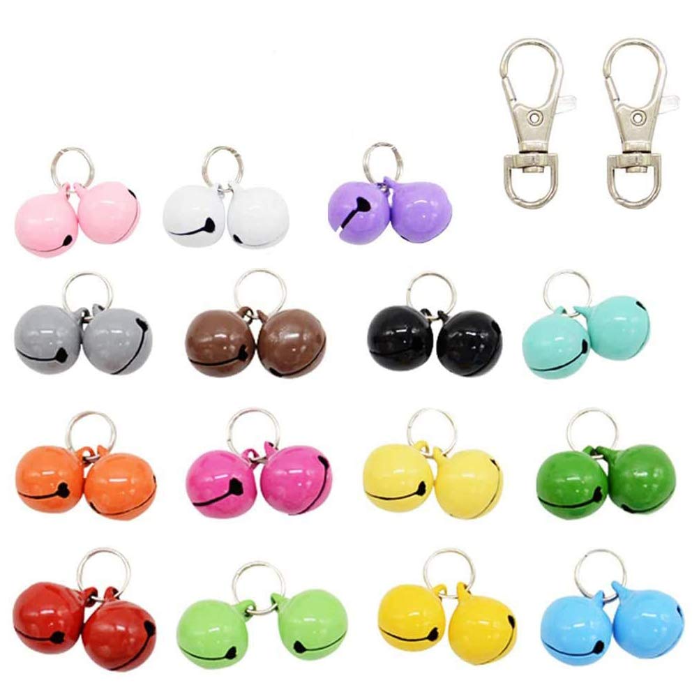 30 Pack Pet Cat Collar Bells, Strong Loud Dog Collar Bells for Potty Training, Colourful Cat Charm Bells for Collars Necklace Pendant Candy Colors - PawsPlanet Australia