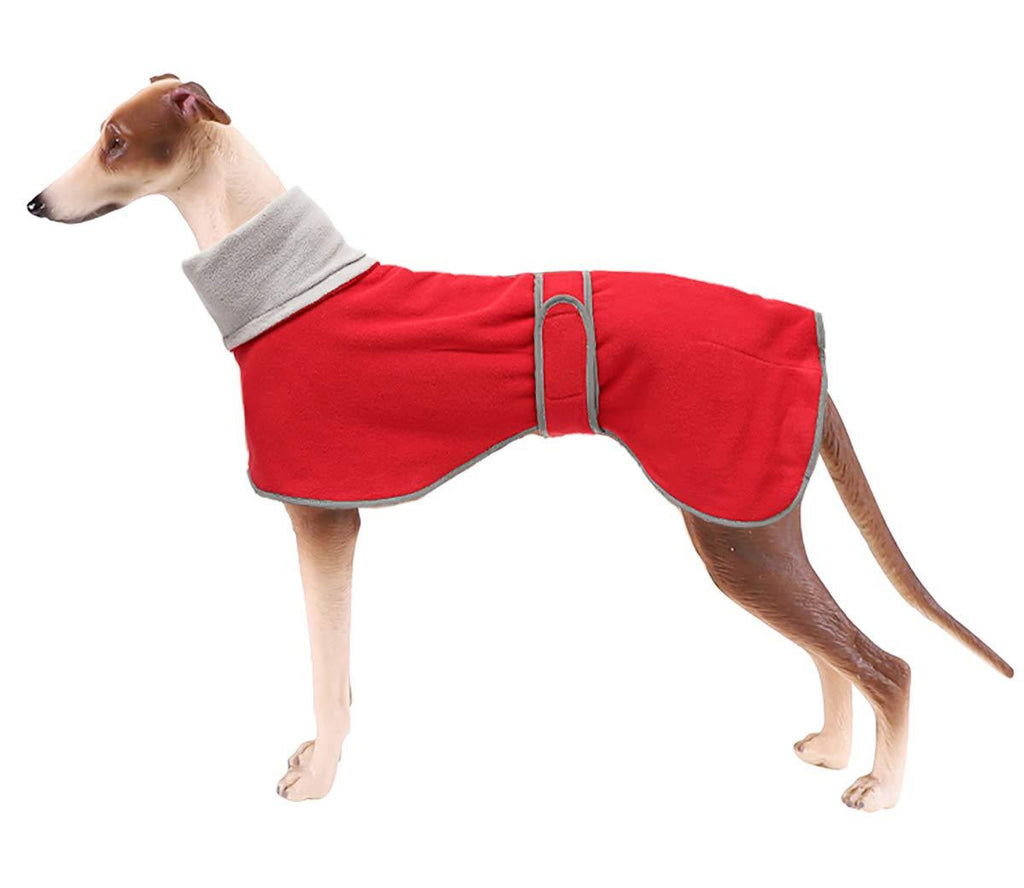 [Australia] - Greyhound Cosy Fleece Jumper, Dog Winter Coat with Warm Fleece Lining, Outdoor Dog Apparel with Adjustable Bands for Medium, Large Dog M:Back Length:22-23.5 inch Red 