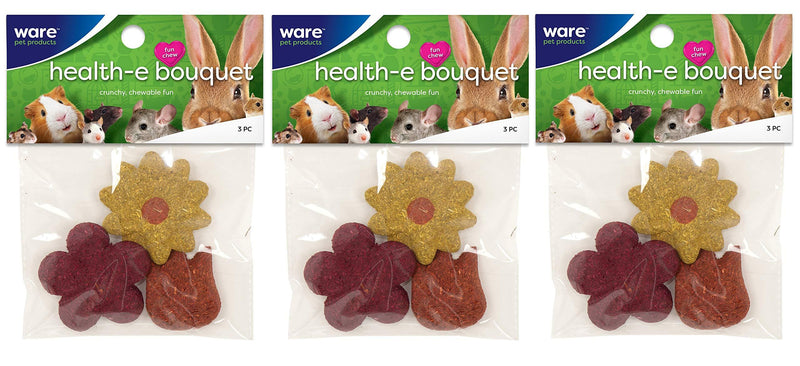 [Australia] - Ware Pet 3 Pack of Health-E Bouquet Small Animal Chews, 9 Pieces Total 