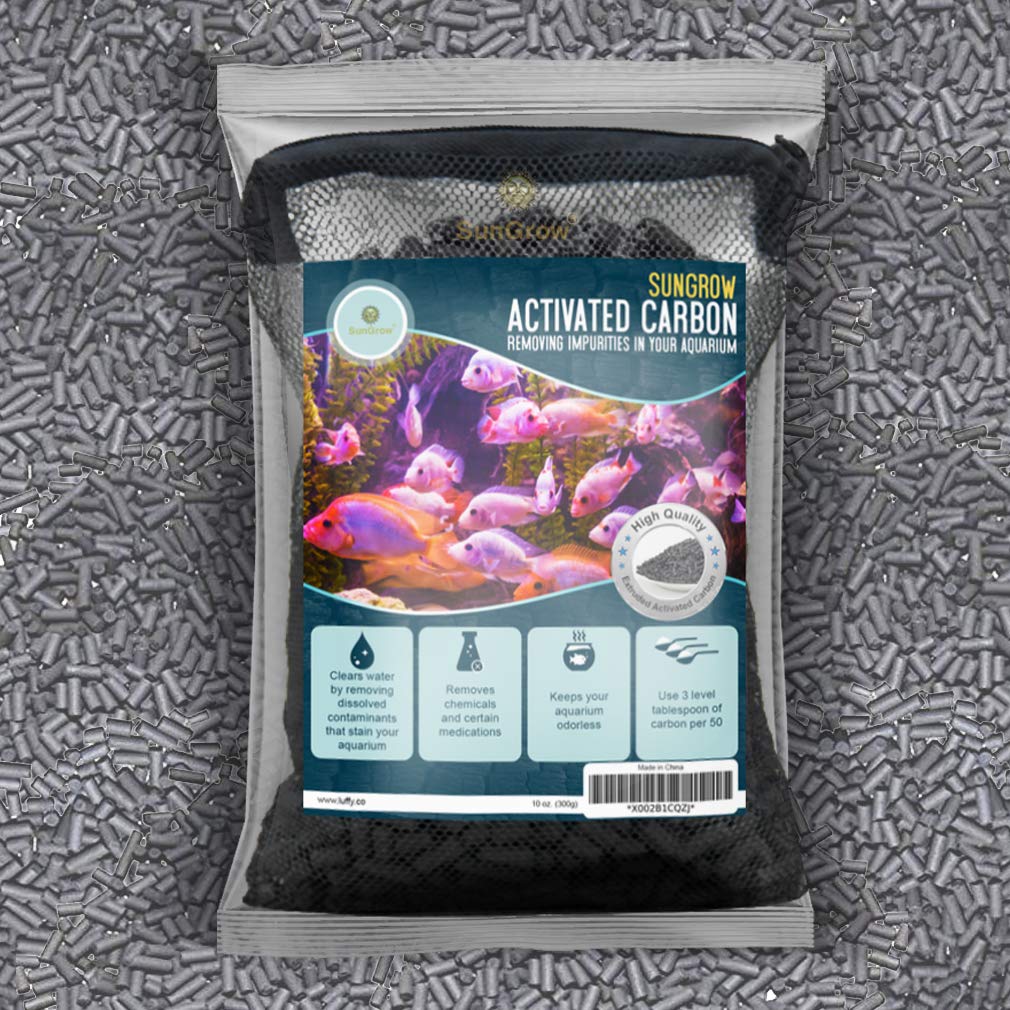 [Australia] - SunGrow Supreme Activated Carbon, Large Pellets for Best Filtration, Benefits Salt and Freshwater Aquariums, No More Smelly or Yellow Water, 10 Oz Pack 