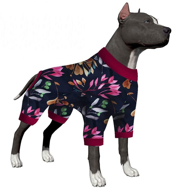 LovinPet Big Dog Pajamas/Berries Navy Fabric Prints for Large Dog Jamammies/Boxer Dog Pajamas, Lightweight Pullover Dog Pajamas, Full Coverage Dog pjs Medium - PawsPlanet Australia