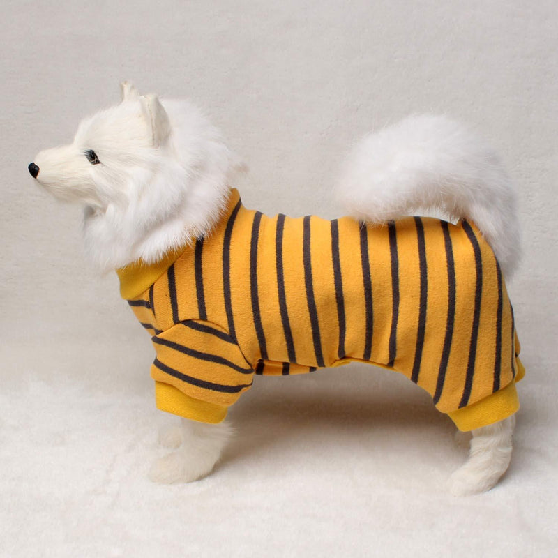 [Australia] - TONY HOBY Pet Clothes Stripe Dog Cat Pajamas, Autumn Winter Keep Warm Dog Jumpsuits Baby Standard Material Yellow Black XL 