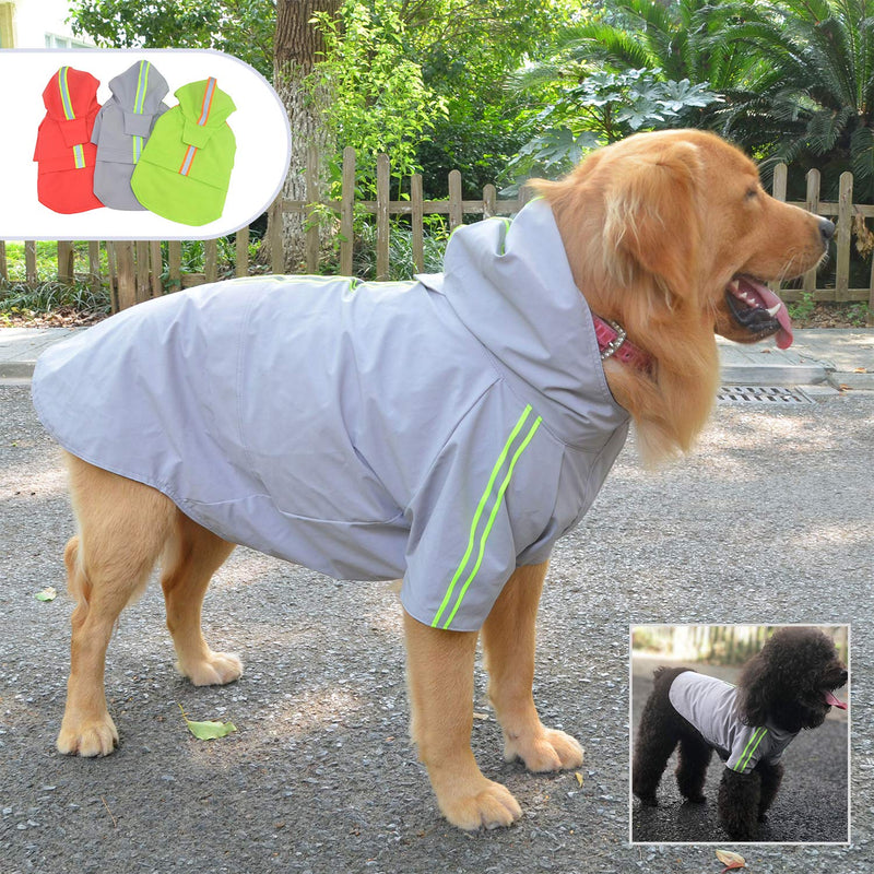 [Australia] - Lovelonglong Fashion Hooded Pet Dog Raincoat, Lightweight Dog Rain Jacket Zipper Closure Rain Poncho with Reflective Strip for Small Medium Large Dogs XXXL (Large Dog ~80lbs) Gray 