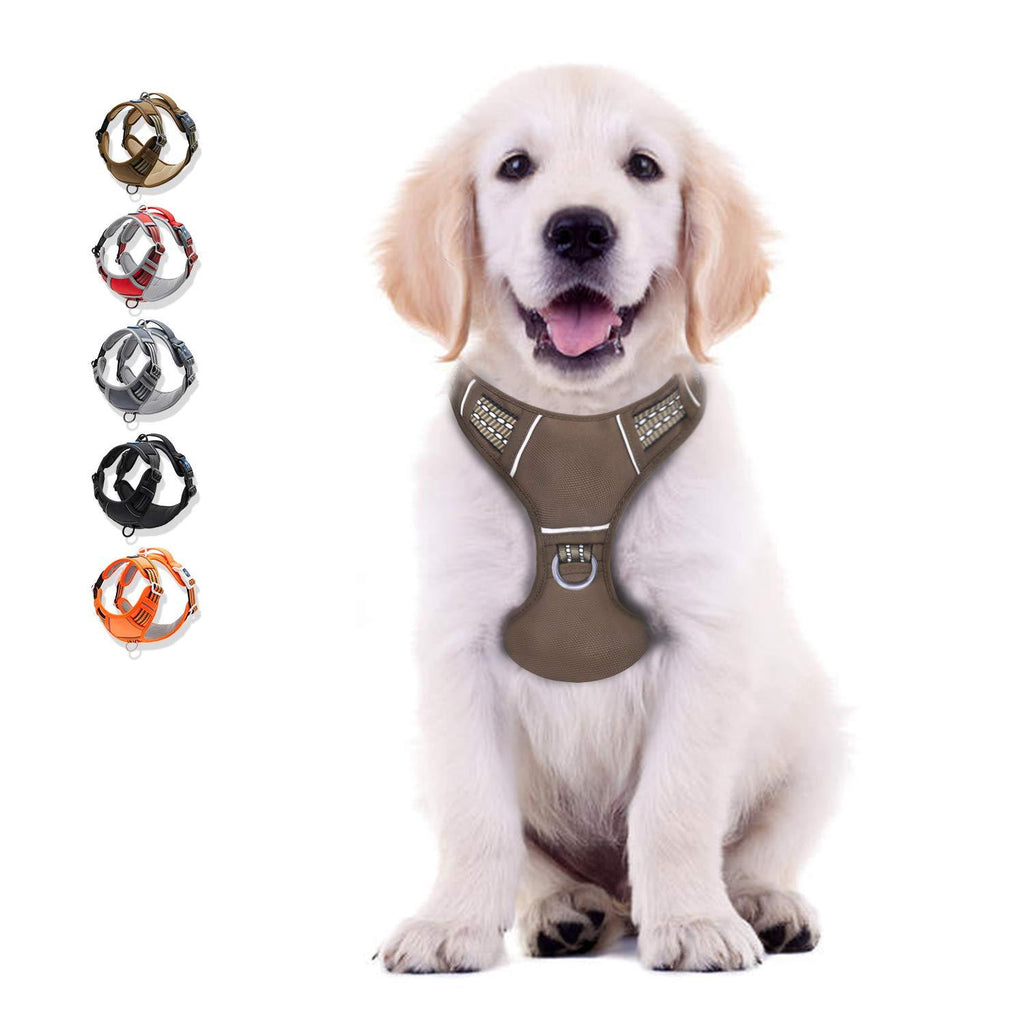 [Australia] - WALKTOFINE Dog Harness No Pull Reflective, Comfortable Harness with Handle,Fully Adjustable Pet Leash Vest for Small Medium Large Dog Breed Car Seat Harness Army Yellow S 