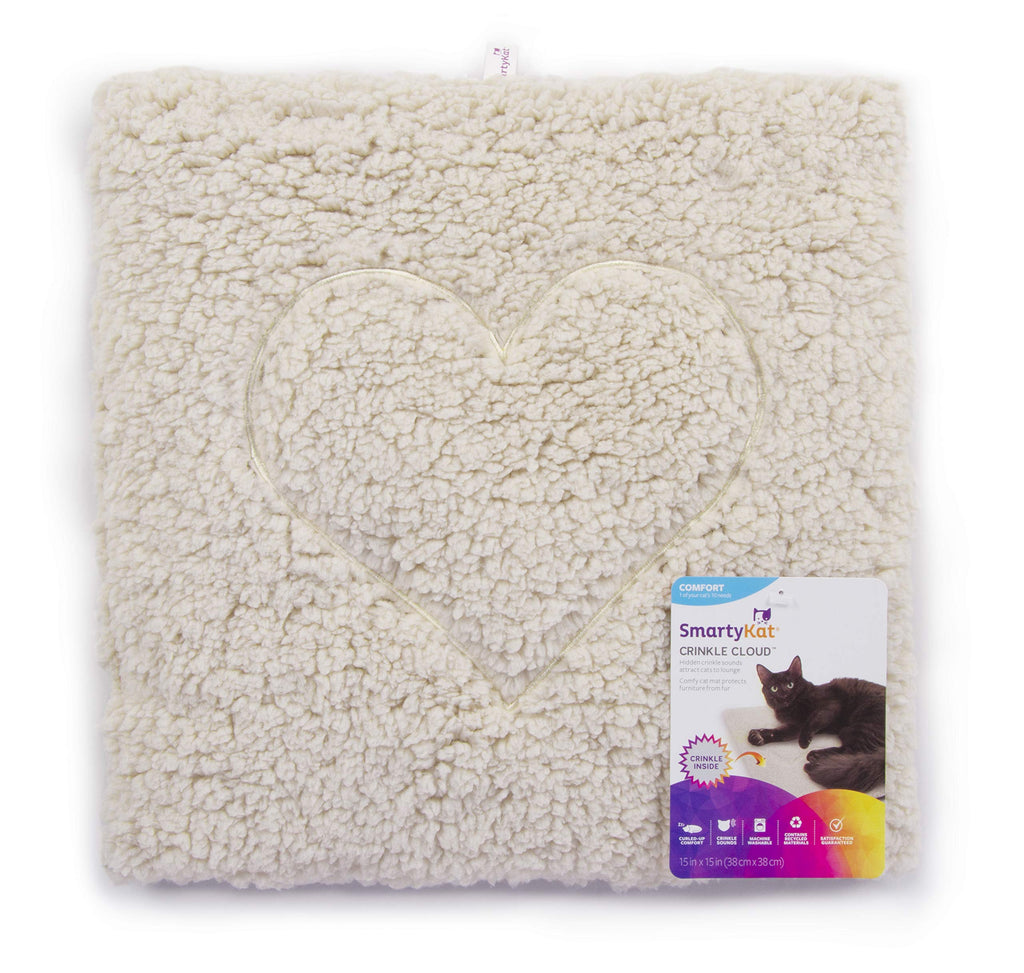 SmartyKat, Crinkle Cloud, Cat Mat and Bed, Snuggly Cat Rug, Soft Plush, Faux Sheepskin, Lightweight, Machine Washable, with Crinkle Sound - PawsPlanet Australia