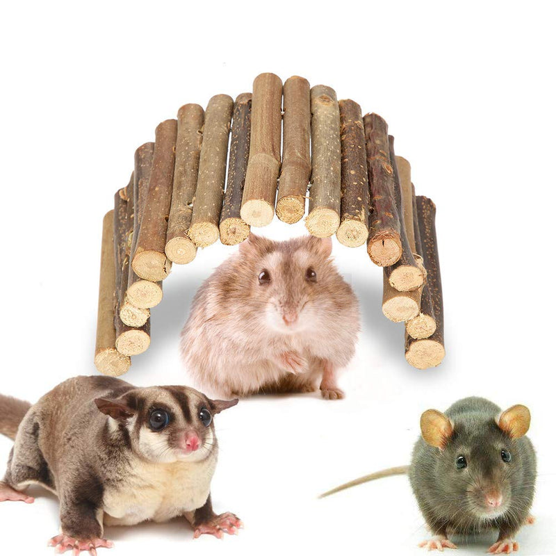 Pssopp Hamster Bridge Wooden Ladder Bridge Small Animal Hideout Rodents Chew Toy Pet Cage Decoration for Guinea Pig Chinchilla Ferret Reptile(Medium) Medium - PawsPlanet Australia