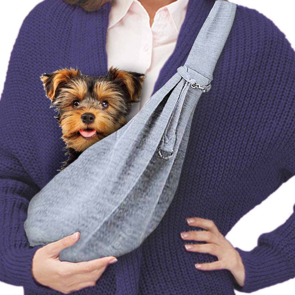 SlowTon Dog Carrier Sling, Thick Padded Adjustable Shoulder Strap Dog  Carriers for Small Dogs, Puppy Carrier Purse for Pet Cat with Front Zipper  Pocket Safety Belt Machine Washable A-Grey For Pets 8-15lbs