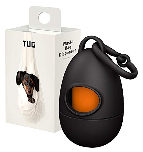 TUG Dog Waste Bags, Strong & Leak-Proof Dog Poop Bags, 15 Bags Per Roll, Each Bag is 9 x 13 Inches Dispenser With 15 Bags Black - PawsPlanet Australia