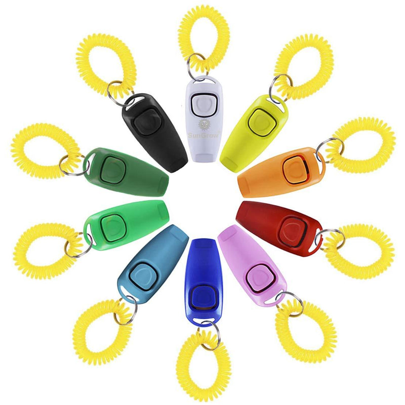 [Australia] - Dog Training Clickers and Whistle in one, Be The Alpha Dog, Consistent Positive Reinforcement for Puppies, Fix Undesired Behaviors, Keep one in Every purse, car and room, Colorful pack of 10 pcs 