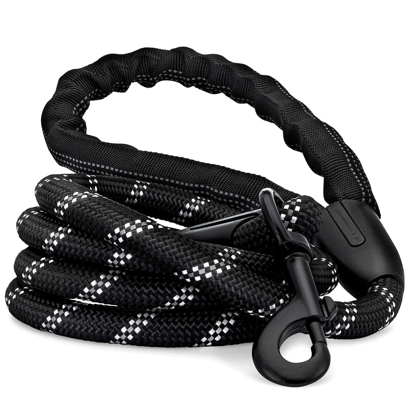 [Australia] - Strong Dog Leash, Reflective Rope, Chew Resistant Paracord for Medium and Large Dogs, Durable Metal Clasp, Attaches to Pet Collar 5 Foot Black 