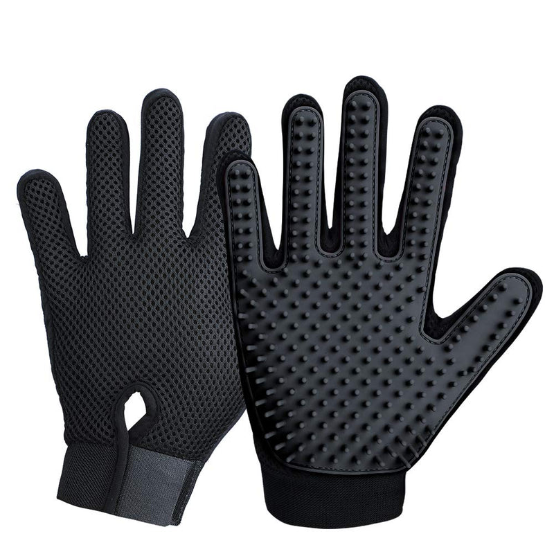 [Upgrade Version] Pet Grooming Glove - Gentle Deshedding Brush Glove - Efficient Pet Hair Remover Mitt - Enhanced Five Finger Design - Perfect for Dog & Cat with Long & Short Fur - 1 Pair Black-1 Pair - PawsPlanet Australia