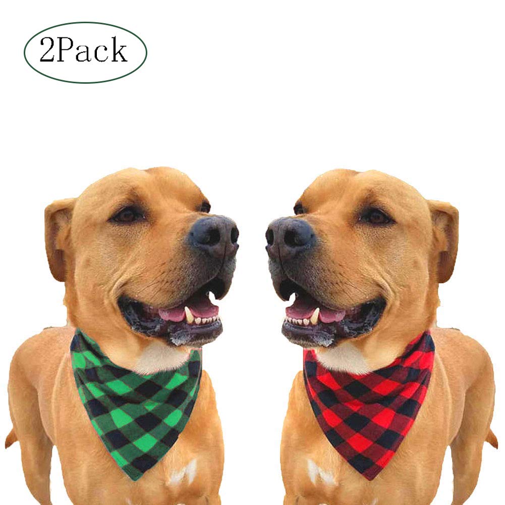 Cuteboom Dog Bandana Bibs Pet Plaid Scarf Triangle Head Scarfs Accessories Neckerchief for Small and Medium Dog (2Pack) M - PawsPlanet Australia