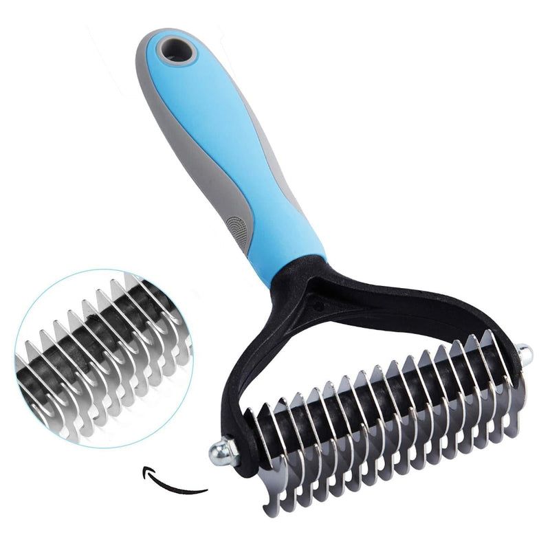 [Australia] - Pet Dematting Comb,16 Teeth Double Sided Undercoat Rake for Dogs & Cats for Easy Maths Tangles Removing 