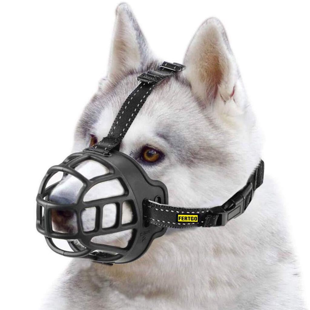 [Australia] - fertgo Soft Breathable Basket Silicone Dog Muzzles for Small, Medium and Large Dogs, Adjustable, Anti-Barking and Anti-Chewing, Allow Dog Safe Walking. 2 Black 