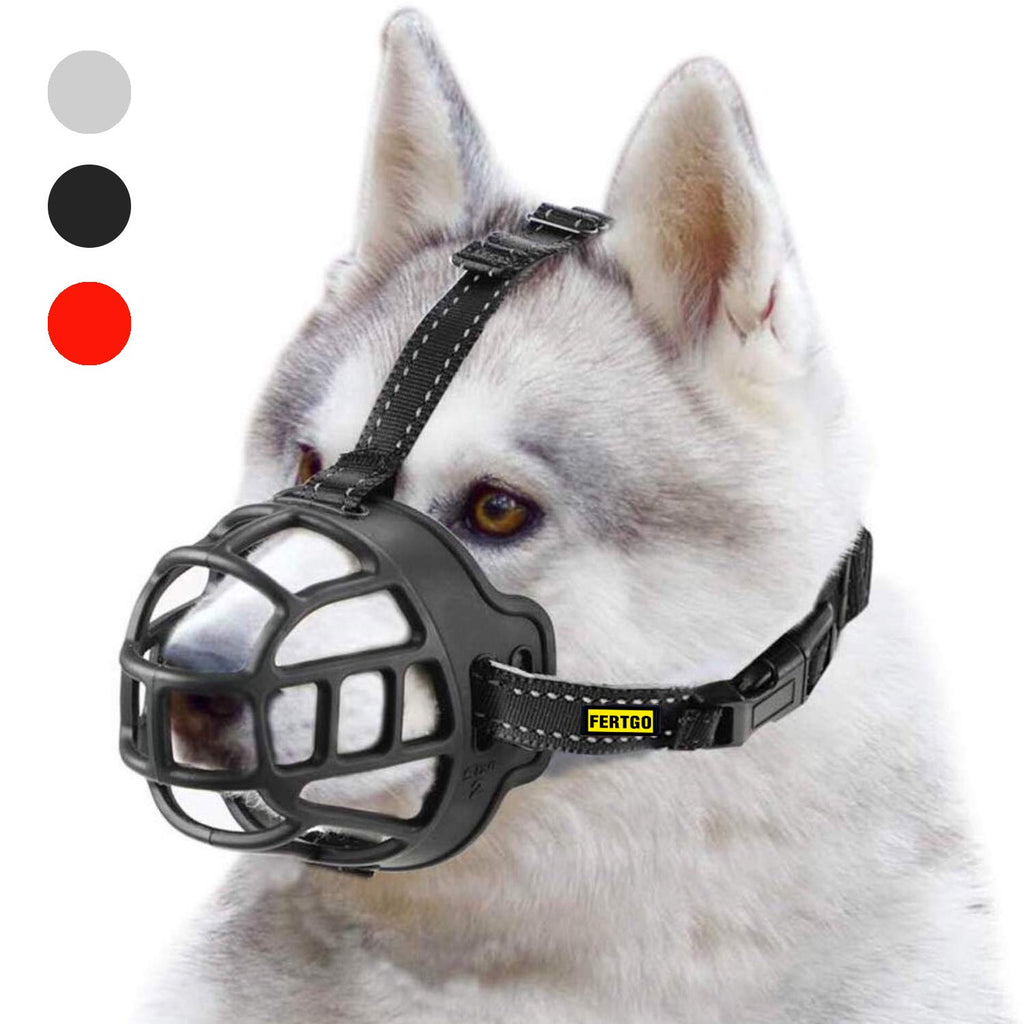 fertgo Soft Breathable Basket Silicone Dog Muzzles for Small, Medium and Large Dogs, Adjustable, Anti-Barking and Anti-Chewing, Allow Dog Safe Walking. 1 Black - PawsPlanet Australia