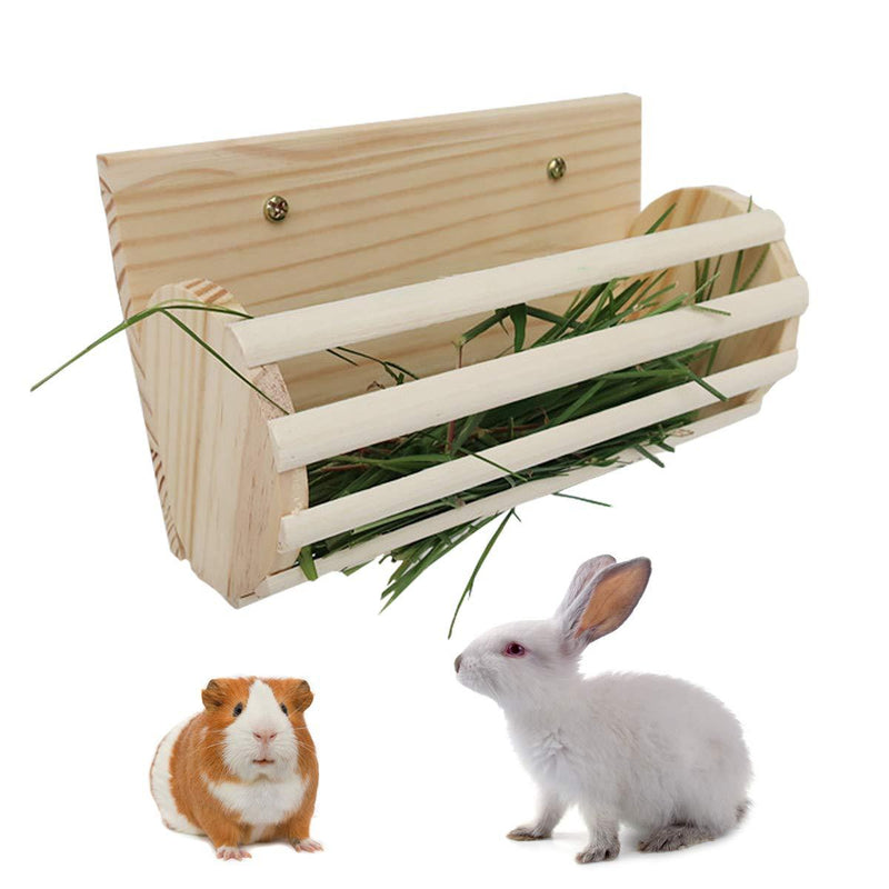 Rabbit Wooden Hay Rack Multi-Functional Manger Grass Holder for Small Pets Bunny Chinchilla Guinea Pigs Hay Rack-A - PawsPlanet Australia