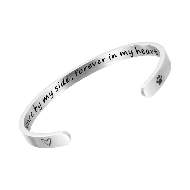 [Australia] - Phoenix Angela Once by My Side Forever in My Heart Pet Sympathy Personalized Gift Bracelet Pet Remembrance Jewelry Dog Memorial Cuff Loss of Pet Gifts 