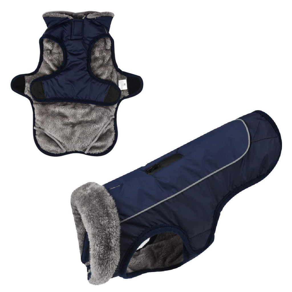 [Australia] - Kismaple Dog Winter Coat Clothes Waterproof Warm Soft Fleece Lined Jacket Outdoor Reflective Vest Dogs Winter Apparel Outfit with Harness Hole L Chest Girth: 23.6in - 26.77in Blue 