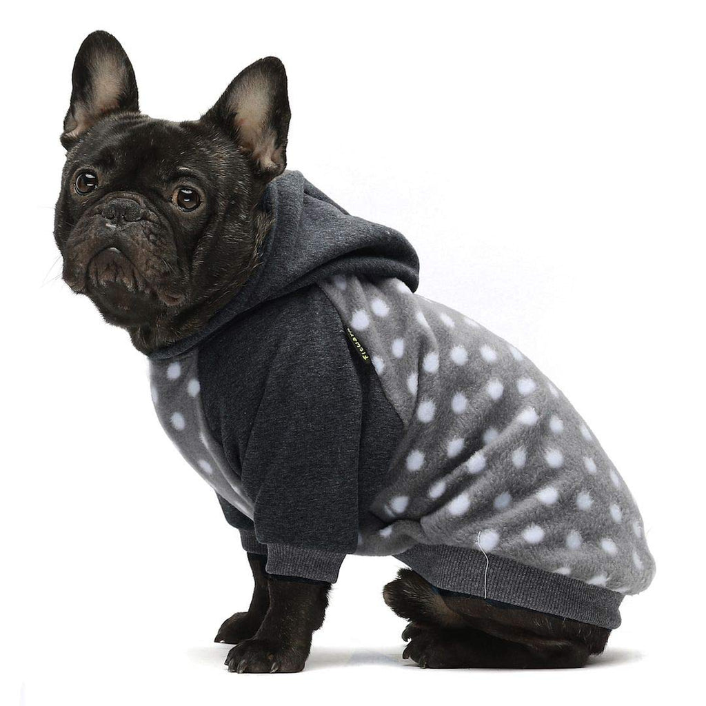 Fitwarm Polka Dot Pet Clothes Dog Hoodie Sweatshirts Pullover Cat Jackets Fleece Pink X-Small Grey - PawsPlanet Australia