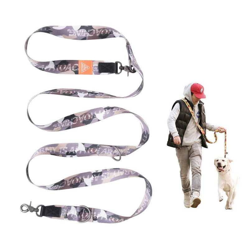 [Australia] - JC HOUSE Multifunctional Lead 6ways Dog Leads Hands-Free Shoulder Leads Multi-Heads Safety 3.5 cm Super Width Design Length 250 cm Walking Casual Fashionable Colorful Fashion Leads Painter Gray 