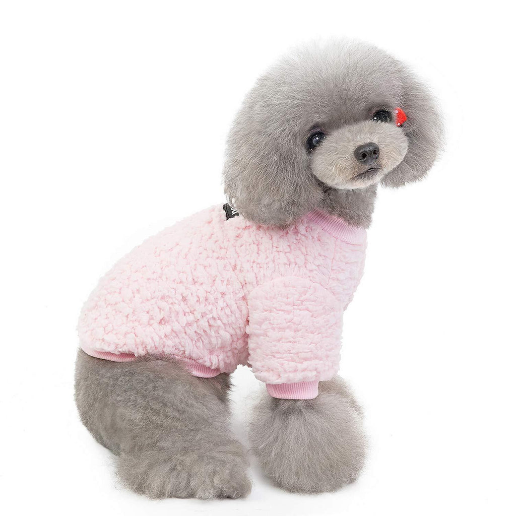 [Australia] - SMALLLEE_LUCKY_STORE Super Soft Sherpa Fleece Sweatshirt Jacket Pullover Sweater for Small Dog Cat Boy Girl Puppy Kitten Winter Coat Warm Pet Clothes S(Back: 8.0"; Chest: 12.5") baby pink 