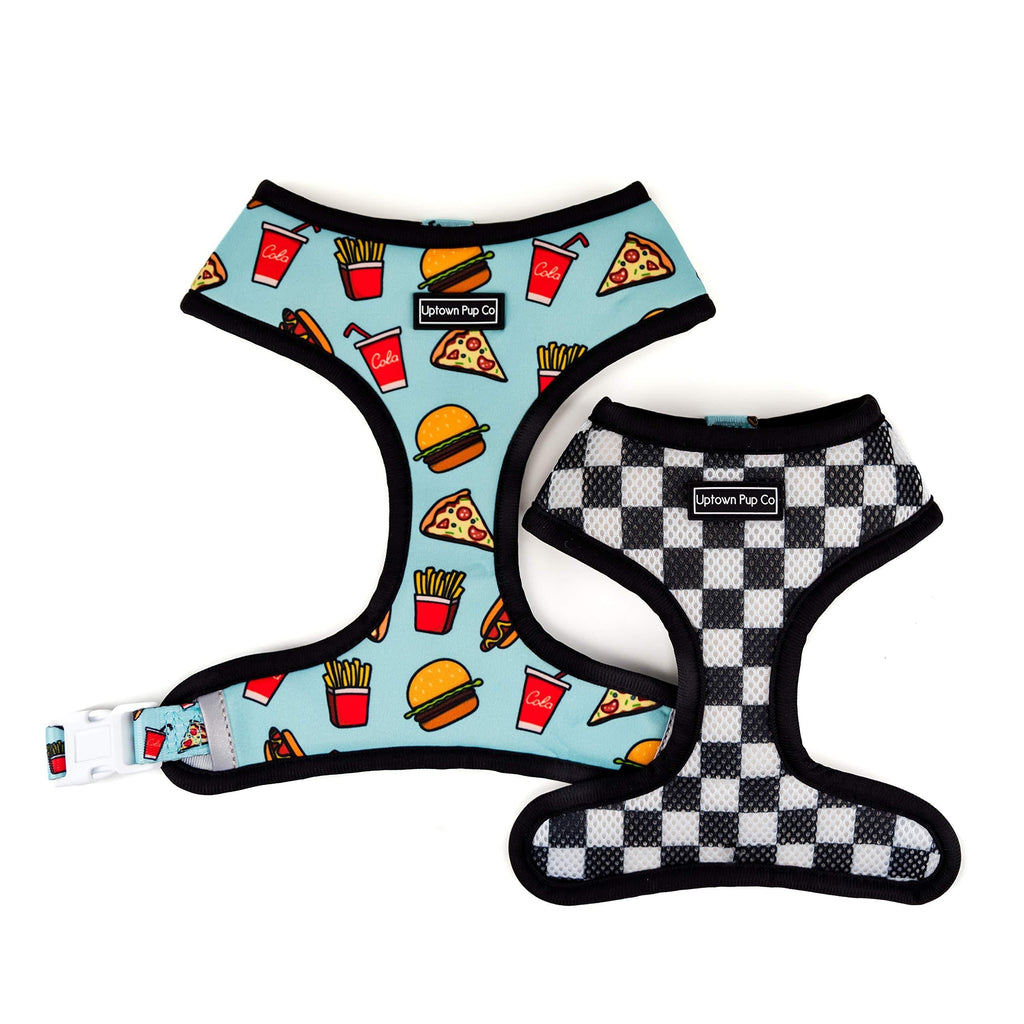 [Australia] - Uptown Pup Co.Diner Themed Reversible Harness with Interchangeable Printed Sides. Neoprene on one Side and mesh on The Other. for X-Small to Medium Dogs. Matching Leash Sold Separately Small 