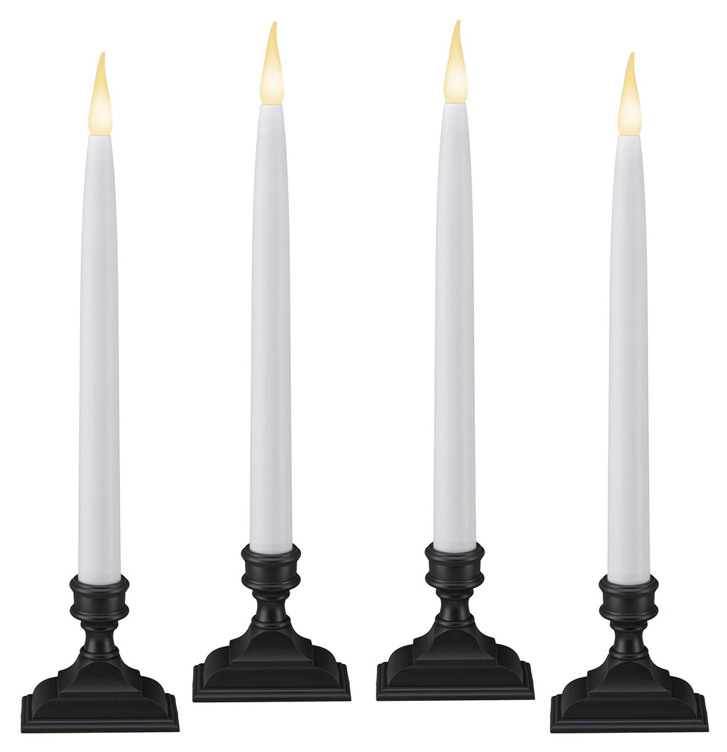 612 Vermont Battery Operated LED Window Candles with Timer (6 on/18 Off), Patented Warm White Dual LED Flicker Flame, VT-1660A-4 (Pack of 4, Antique Bronze) - PawsPlanet Australia
