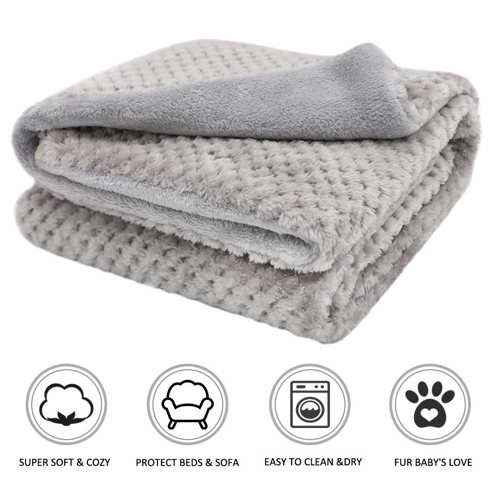 [Australia] - furrybaby Premium Fluffy Fleece Dog Blanket, Soft and Warm Pet Throw for Dogs & Cats Small (24*32") Double Layer Flannel-grey 