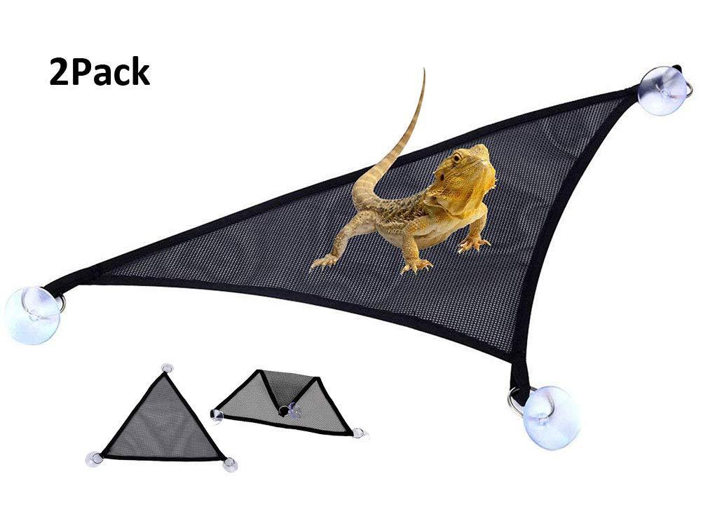 [Australia] - Lizipai 2 Pack Lizard Hammock, Lounger, for Bearded Dragons, Geckos, Iguanas, and Hermit Crabs, Triangular, Black, 33x33x48cm 