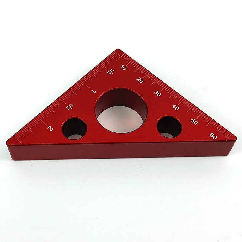 Aluminum Alloy Triangle Ruler,45 Degree Angle Ruler,Carpentry Squares,Precision Woodworking Tools,DIY Woodworking Triangle Ruler Height Measuring Gauging Tool (Red) Red - PawsPlanet Australia