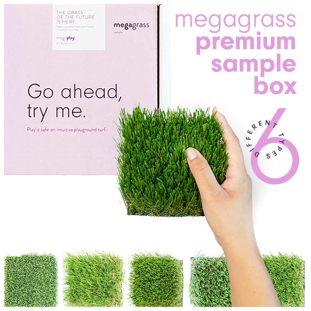 [Australia] - MEGAGRASS 4 x 4 Inches Artificial Grass Samples (6 Different Turf Types) for Multipurpose Use - Indoor/Outdoor Grass Rug, Sport, Lawn, Pet, Golf, Porch, Play 