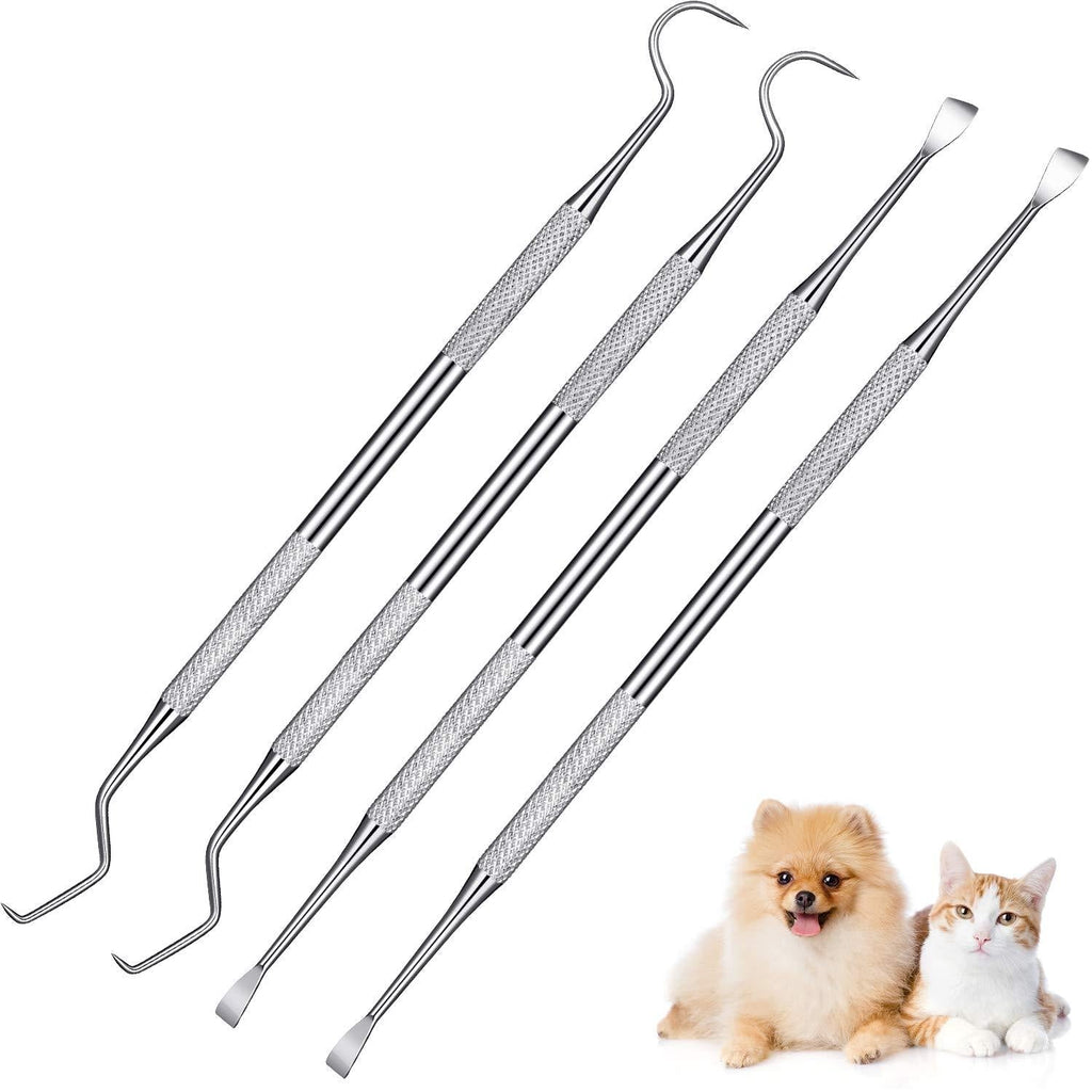 Mudder 4 Pieces Pet Tooth Scaler and Scraper Set Stainless Steel Pet Teeth Cleaning Tool Tartar Remover for Dogs Cats - PawsPlanet Australia