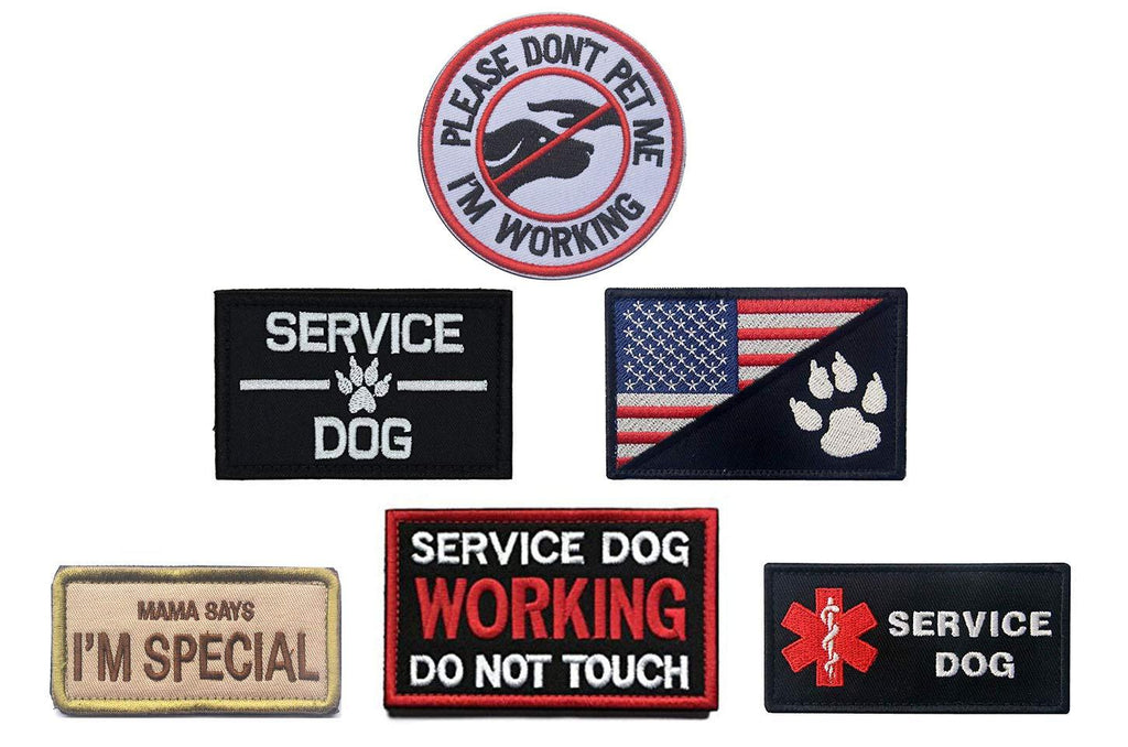 [Australia] - Antrix 6 Pcs Service Dog Working in Training Do Not Touch Pet K9 Dog Paw EMT Special Service Dog Hook & Loop Morale Patch for Medium and Large Dogs Vests/Harnesses 6 Pcs Dog Harness patch 