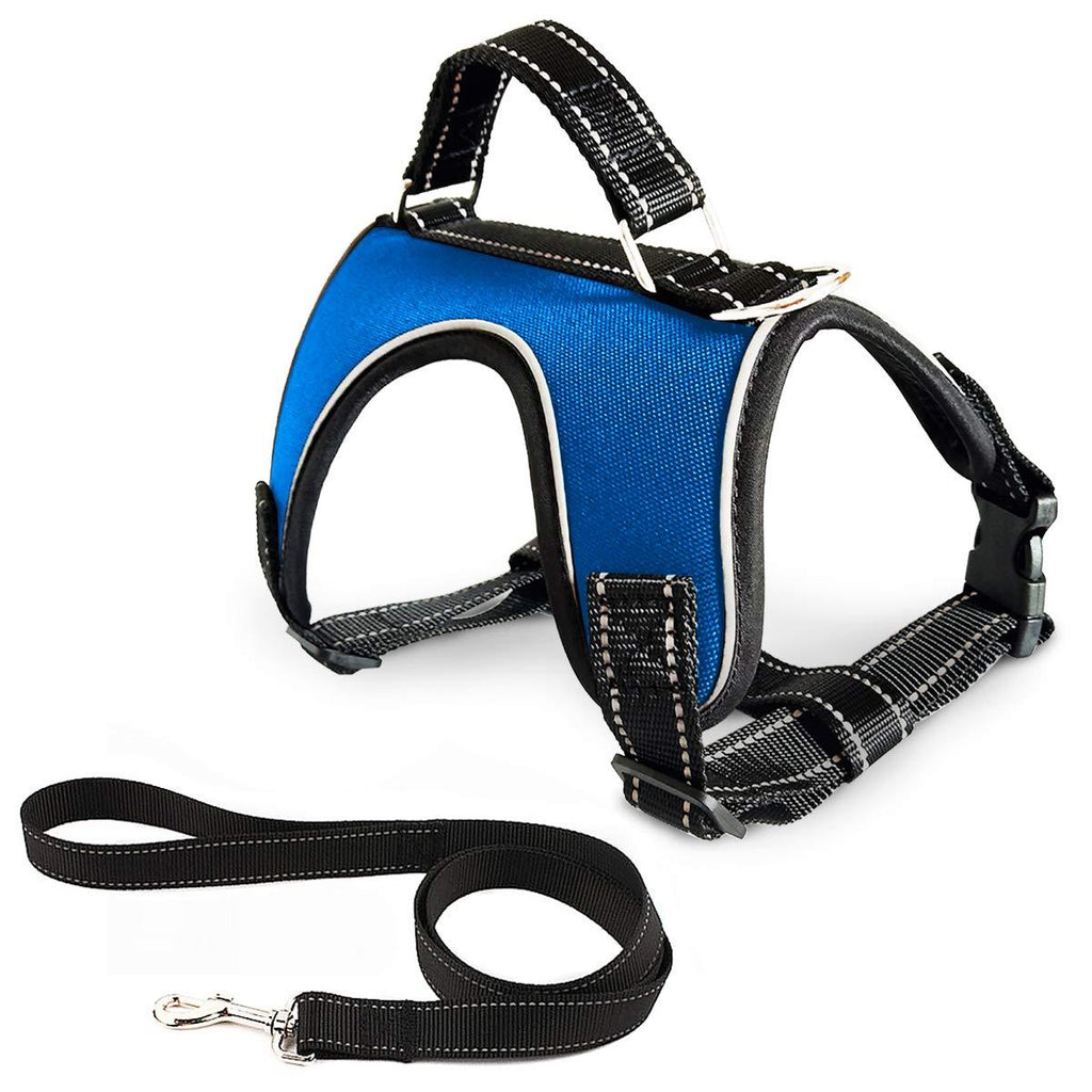 [Australia] - Musonic Reflective Dog Harness, No Pull Adjustable Dog Vest Harness with Handle, Breathable and Comfortable, Easy Control,Best for Walking and Training, Free Leash Included M Blue 