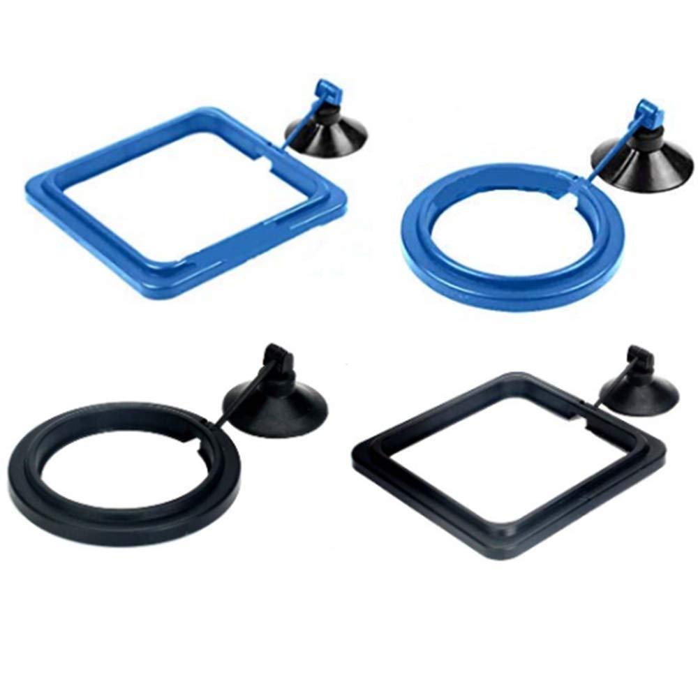 Powerer 4 Pcs Fish Feeding Ring Square and Round Aquarium Fish Feeding Ring Floating Food Feeder, with Suction Cup - PawsPlanet Australia