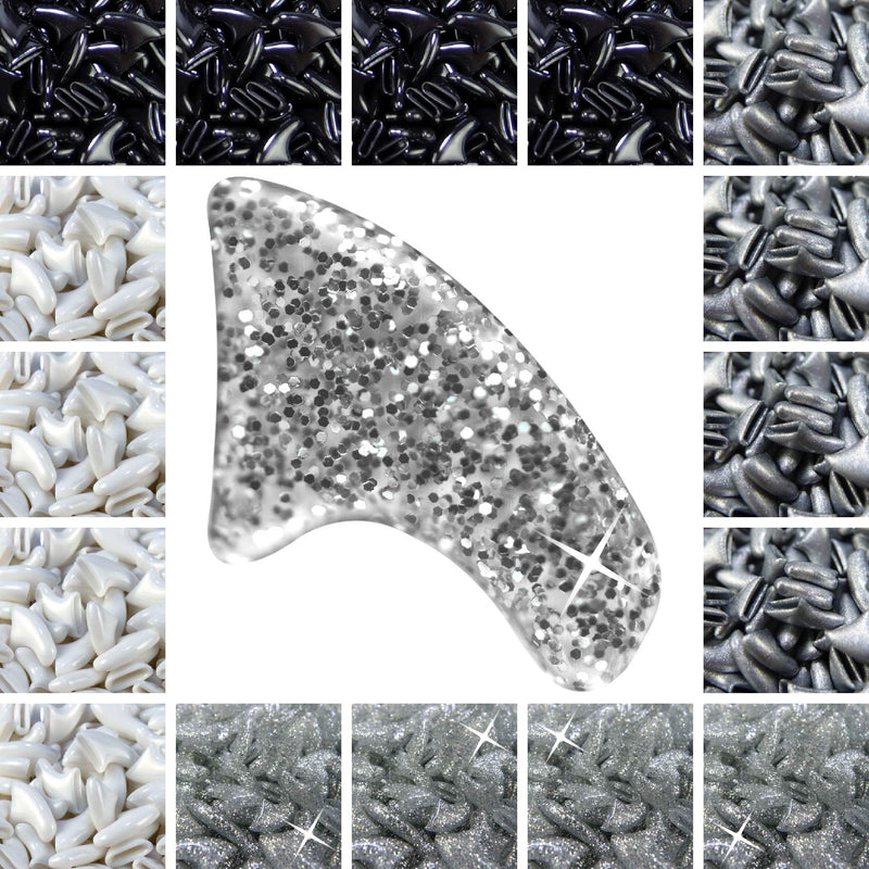 zetpo 80 pcs Cat Claw Covers | Cat Nail Caps | with Adhesives and Applicators XS Black, Silver, Silver Glitter, White - PawsPlanet Australia