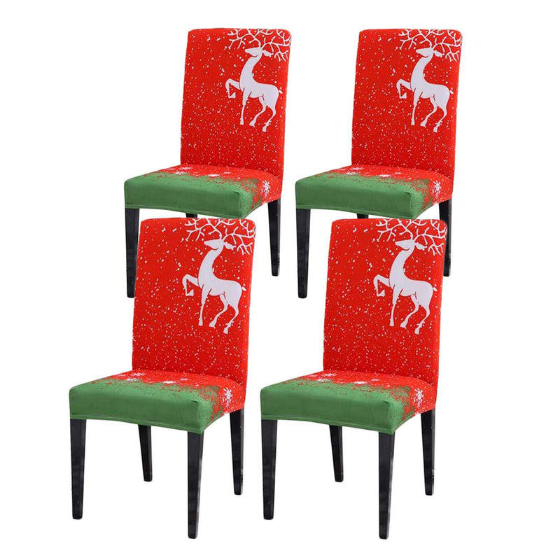 Christmas Dining Chair Covers,Soft Fabric Removable Washable Kitchen Chair Covers Protector Christmas Decoration for Home Hotel Dining Room Ceremony Banquet Wedding Party Restaurant 4 PCS Red&green - PawsPlanet Australia