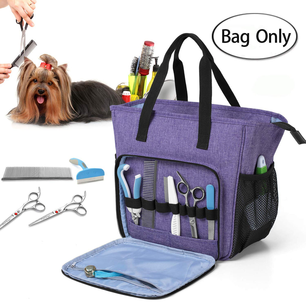 [Australia] - Teamoy Pet Grooming Tote, Dog Grooming Supplies Organizer Bag for Grooming Tool Kit and Dog Wash Shampoo Accessories(Bag ONLY) Purple 